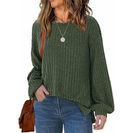 Womens Long Sleeve Tops Casual Crewneck Ribbed T Shirts Lightweight Fashion Sweaters