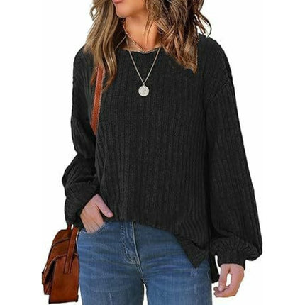 Womens Long Sleeve Tops Casual Crewneck Ribbed T Shirts Lightweight Fashion Sweaters