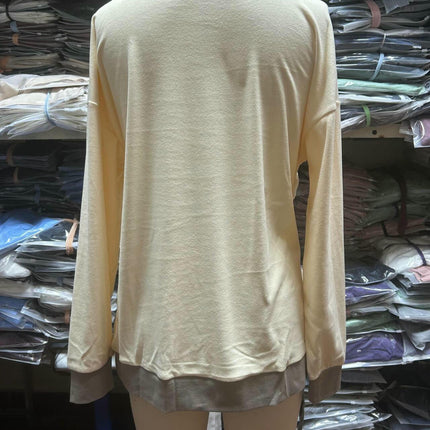 Womens Crewneck Color Block Sweatshirts Long Sleeve Loose Casual Tops