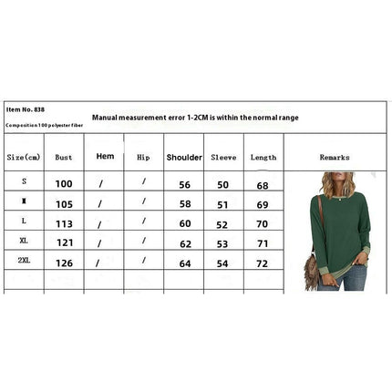 Womens Crewneck Color Block Sweatshirts Long Sleeve Loose Casual Tops