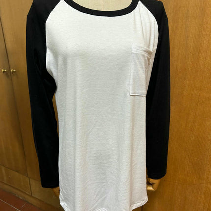 Women's Long Sleeve Color Block Fall Tops Casual Crewneck Loose Fit T Shirt with Pocket