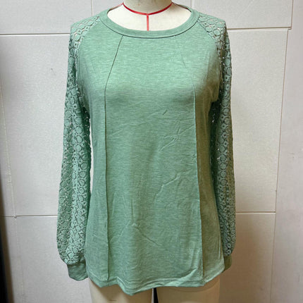 Blouses for Women Dressy Casual Lace Long Sleeve Tops Casual Crew Neck T Shirts