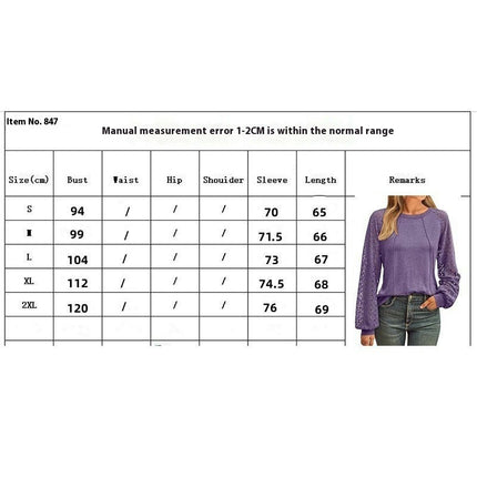Blouses for Women Dressy Casual Lace Long Sleeve Tops Casual Crew Neck T Shirts