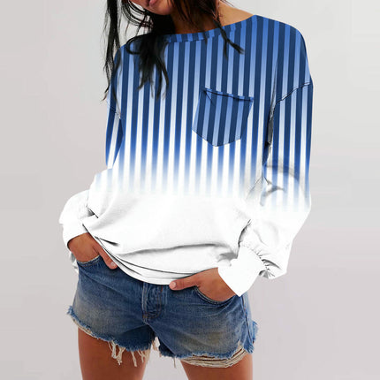 Womens Crewneck Sweatshirt Casual Loose Fit Print Tops Long Sleeve T Shirt