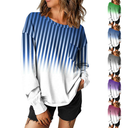 Womens Crewneck Sweatshirt Casual Loose Fit Print Tops Long Sleeve T Shirt