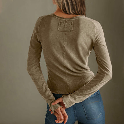 Crew Neck Long Sleeve T Shirts for Women Fitted Basic Tee Tops