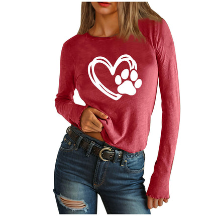 Long Sleeve Tee Shirts for Women Slim Fit Print Tshirts Basic Crewneck Tops
