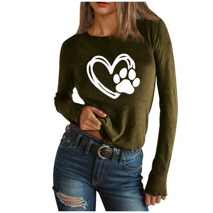 Long Sleeve Tee Shirts for Women Slim Fit Print Tshirts Basic Crewneck Tops