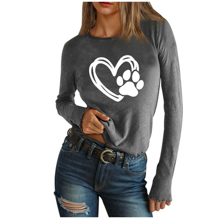 Long Sleeve Tee Shirts for Women Slim Fit Print Tshirts Basic Crewneck Tops