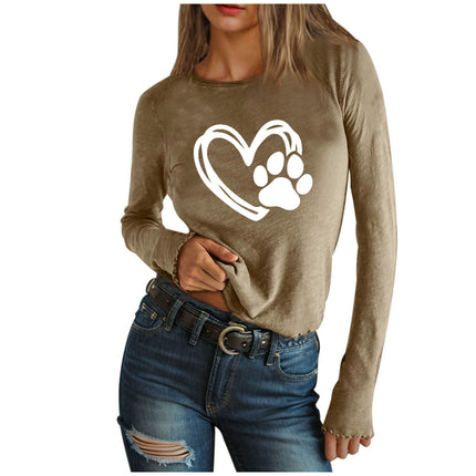 Long Sleeve Tee Shirts for Women Slim Fit Print Tshirts Basic Crewneck Tops