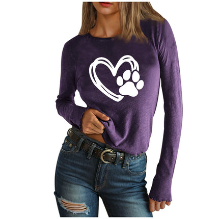 Long Sleeve Tee Shirts for Women Slim Fit Print Tshirts Basic Crewneck Tops