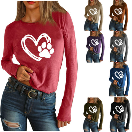 Long Sleeve Tee Shirts for Women Slim Fit Print Tshirts Basic Crewneck Tops