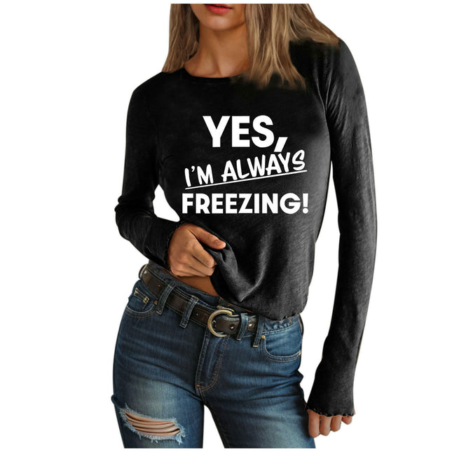 Women's Graphic Long Sleeve T Shirts Letter Print Crewneck Casual Tops