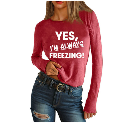 Women's Graphic Long Sleeve T Shirts Letter Print Crewneck Casual Tops