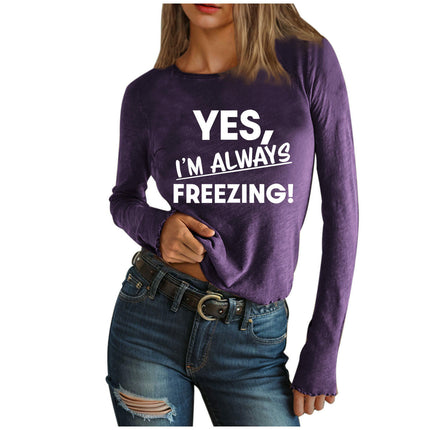 Women's Graphic Long Sleeve T Shirts Letter Print Crewneck Casual Tops