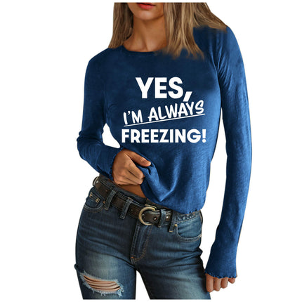 Women's Graphic Long Sleeve T Shirts Letter Print Crewneck Casual Tops