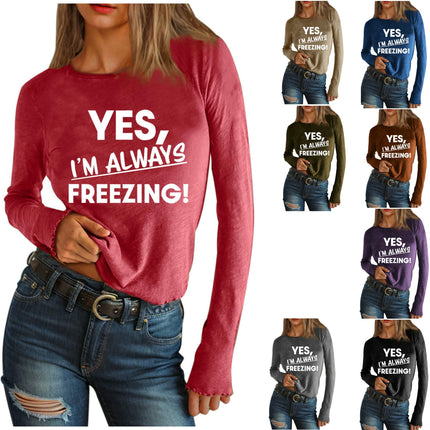 Women's Graphic Long Sleeve T Shirts Letter Print Crewneck Casual Tops