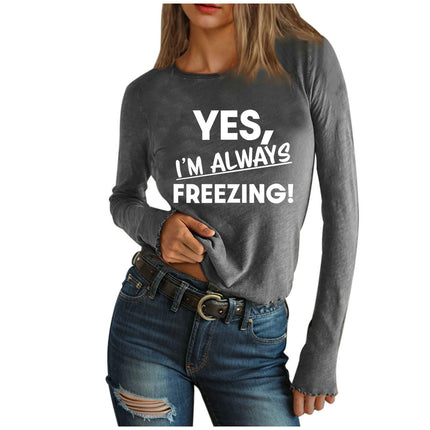 Women's Graphic Long Sleeve T Shirts Letter Print Crewneck Casual Tops