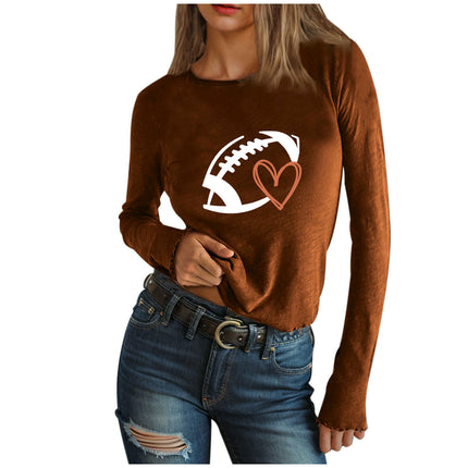Womens Graphic Tee Long Sleeve Slim Fit T Shirt Crew Neck Casual Tops