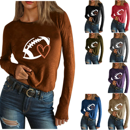 Womens Graphic Tee Long Sleeve Slim Fit T Shirt Crew Neck Casual Tops