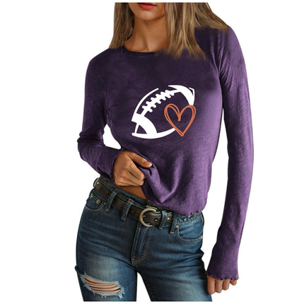 Womens Graphic Tee Long Sleeve Slim Fit T Shirt Crew Neck Casual Tops