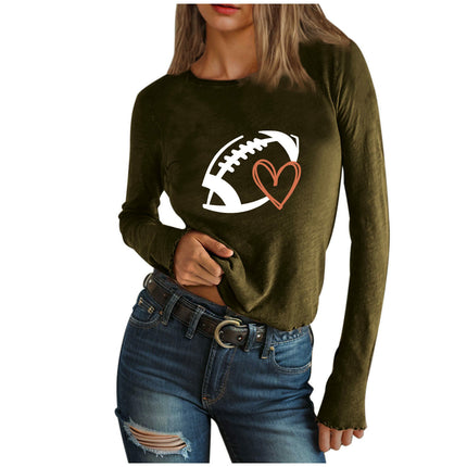 Womens Graphic Tee Long Sleeve Slim Fit T Shirt Crew Neck Casual Tops