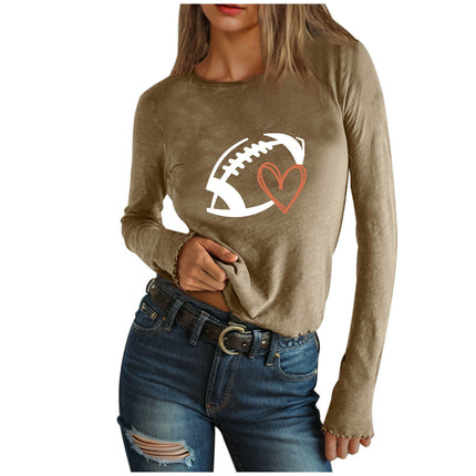 Womens Graphic Tee Long Sleeve Slim Fit T Shirt Crew Neck Casual Tops