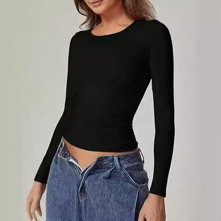 Women's Crew Neck Tops Long Sleeve Slim Fit T Shirt Basic Stretchy Shirts