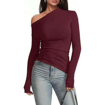 Women's Off The Shoulder T Shirt Long Sleeve Slim Fitted Going Out Top