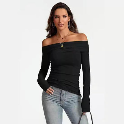 Women's Off The Shoulder T Shirt Long Sleeve Slim Fitted Going Out Top