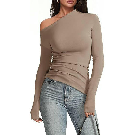 Women's Off The Shoulder T Shirt Long Sleeve Slim Fitted Going Out Top