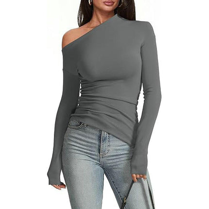Women's Off The Shoulder T Shirt Long Sleeve Slim Fitted Going Out Top
