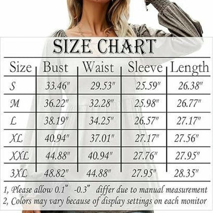 Women's Puff Long Sleeve Babydoll Tops Tunics V Neck Solid T-Shirts Blouse