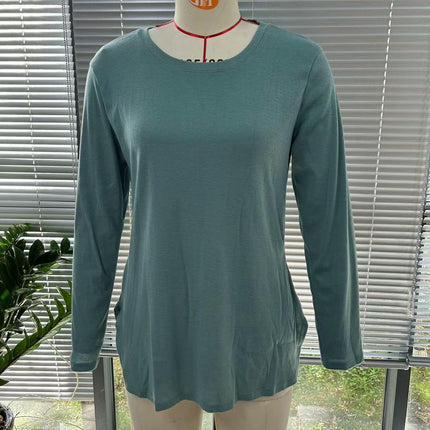 Women Long Sleeve Tunic Tops Crewneck Side Slits Casual T Shirt