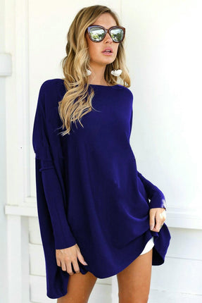 Women's Loose Fit Casual Tunic Tops Going Out Boat Neck Long Sleeve T Shirts