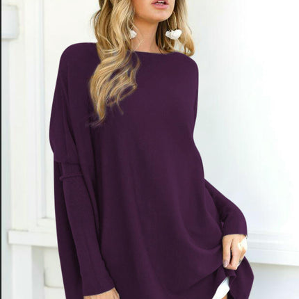 Women's Loose Fit Casual Tunic Tops Going Out Boat Neck Long Sleeve T Shirts