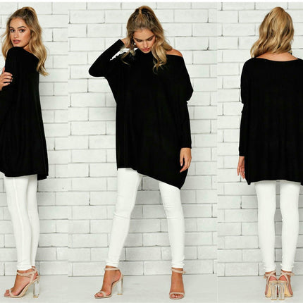 Women's Loose Fit Casual Tunic Tops Going Out Boat Neck Long Sleeve T Shirts