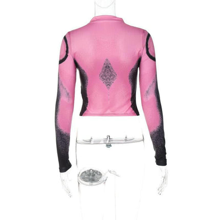Womens Long Sleeve Crop Tops Mock Neck Going Out Slim Fit T Shirt