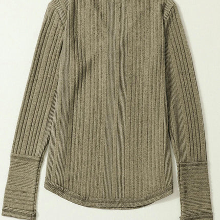 Womens Soft Long Sleeve Button V Neck Shirts Solid Casual Knitted Pullover Tunic Tops