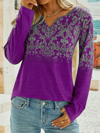 Womens Long Sleeve Tops Casual V Neck Tee Shirts Fall Fashion Tunic Blouses