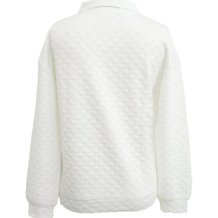 Women's Causal 1/4 Zip Lapel Pullover Top Long Sleeve Collar Sweatshirts