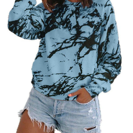 Women Crew Neck Tie Dye Sweatshirts Long Sleeve Casual Loose Pullover Tops