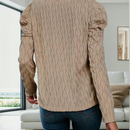 Womens V Neck Long Sleeve Blouses Casual Puff Sleeve Loose Tunic Tops