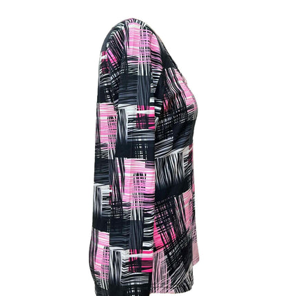Long Sleeve Blouses for Women V Neck Tunic Top Casual Loose Print T-Shirts