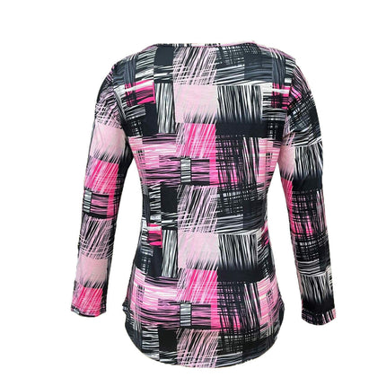 Long Sleeve Blouses for Women V Neck Tunic Top Casual Loose Print T-Shirts