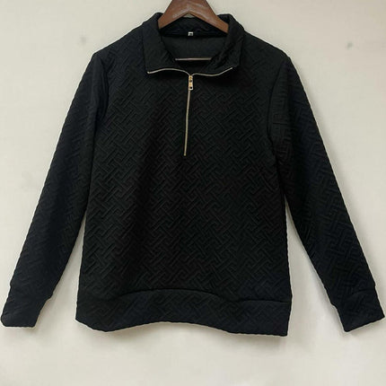 Womens Fall Fashion Sweatshirts Casual Long Sleeve Solid Color Zip V Neck Pullover Tops