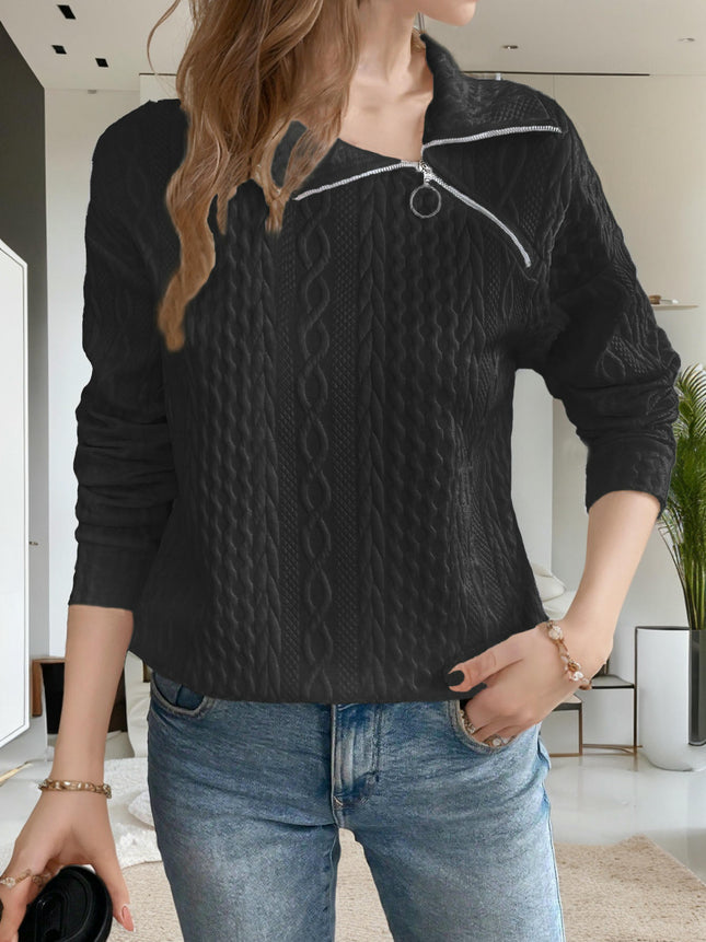 Womens Zipper Sweatshirt Turtleneck Long Sleeve Pullover Casual Loose Sweatshirts Top T Shirts
