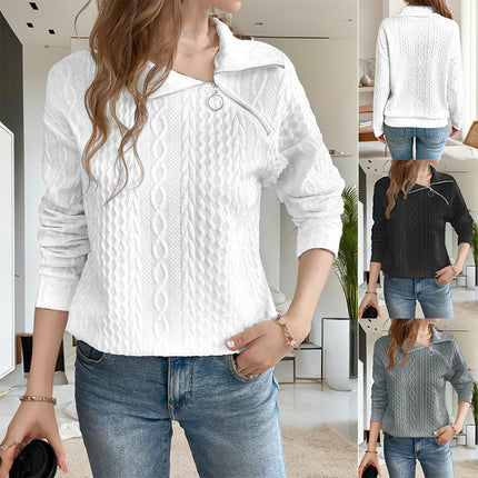 Womens Zipper Sweatshirt Turtleneck Long Sleeve Pullover Casual Loose Sweatshirts Top T Shirts