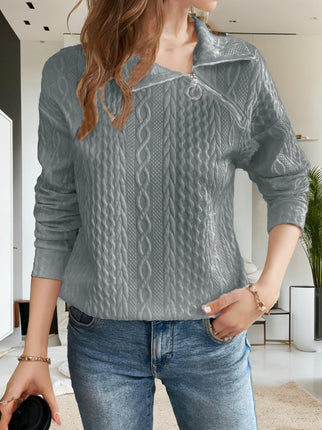 Womens Zipper Sweatshirt Turtleneck Long Sleeve Pullover Casual Loose Sweatshirts Top T Shirts