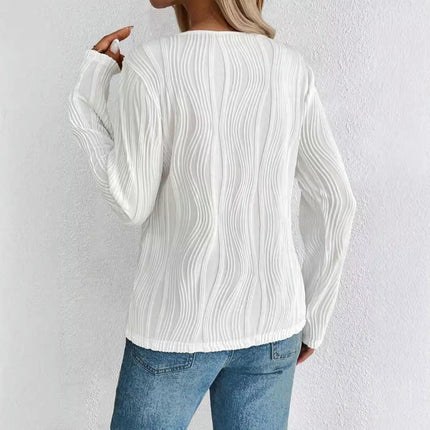 Women's Dressy Casual Blouse V Neck Long Sleeve V-Neck Textured Tops